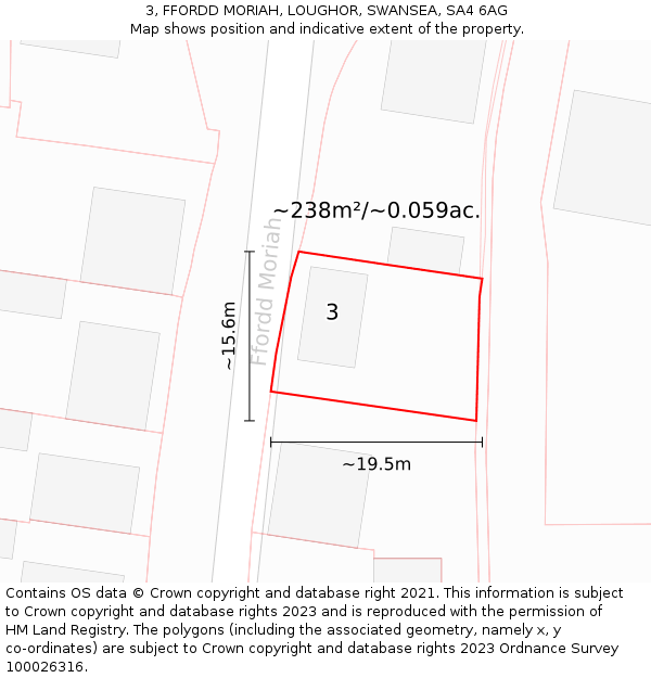 3, FFORDD MORIAH, LOUGHOR, SWANSEA, SA4 6AG: Plot and title map