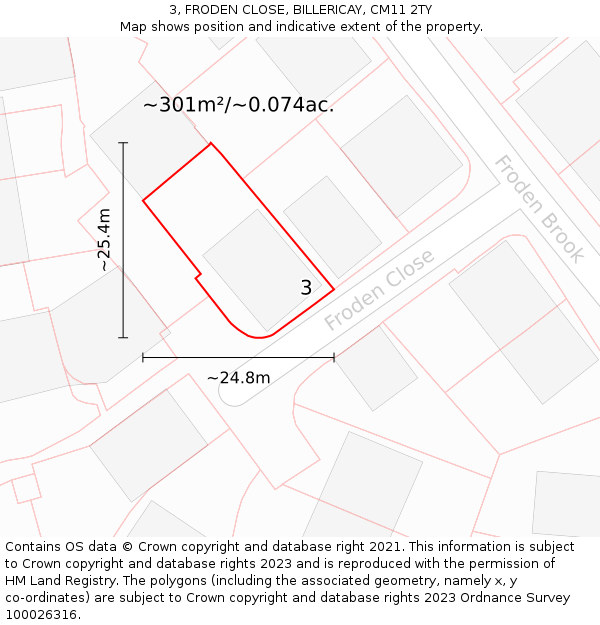 3, FRODEN CLOSE, BILLERICAY, CM11 2TY: Plot and title map