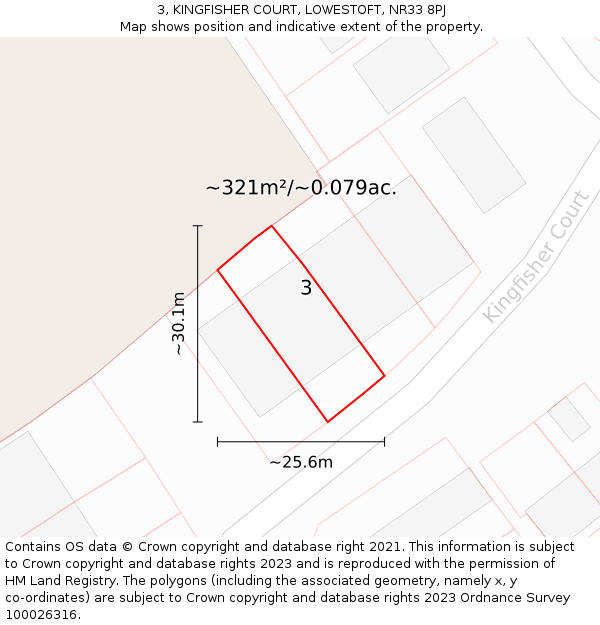 3, KINGFISHER COURT, LOWESTOFT, NR33 8PJ: Plot and title map