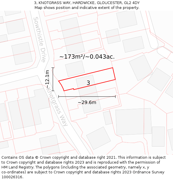 3, KNOTGRASS WAY, HARDWICKE, GLOUCESTER, GL2 4DY: Plot and title map