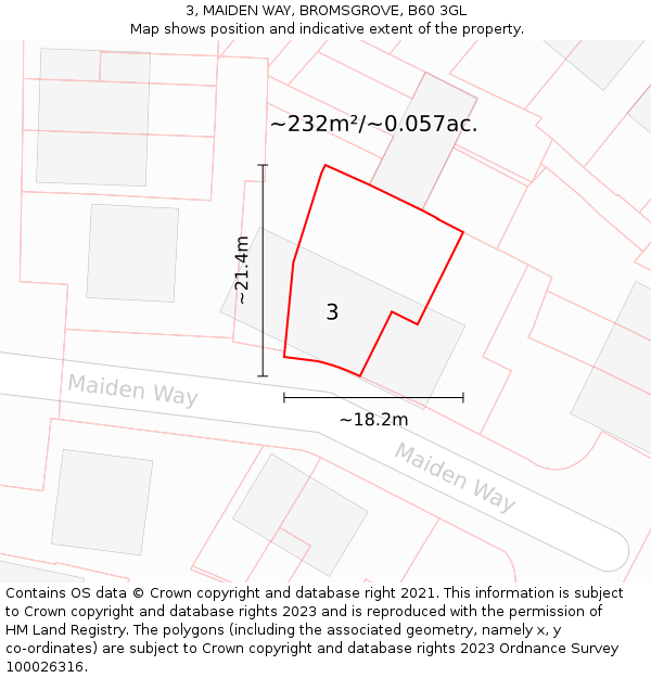 3, MAIDEN WAY, BROMSGROVE, B60 3GL: Plot and title map