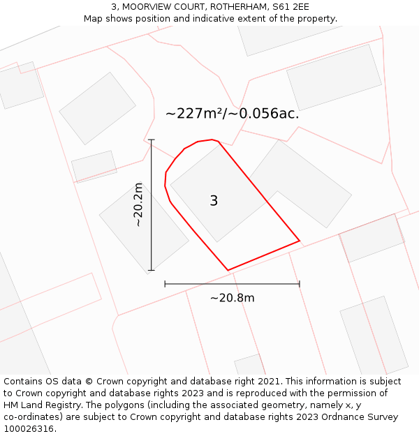 3, MOORVIEW COURT, ROTHERHAM, S61 2EE: Plot and title map