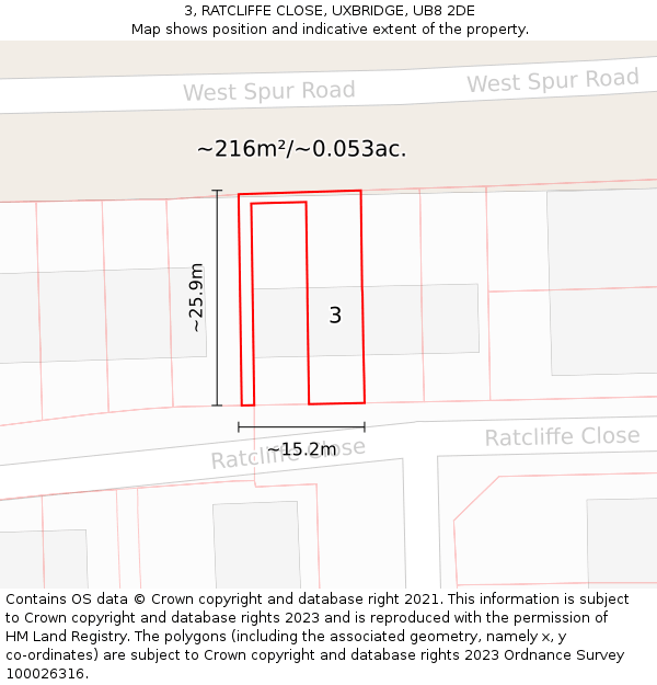 3, RATCLIFFE CLOSE, UXBRIDGE, UB8 2DE: Plot and title map
