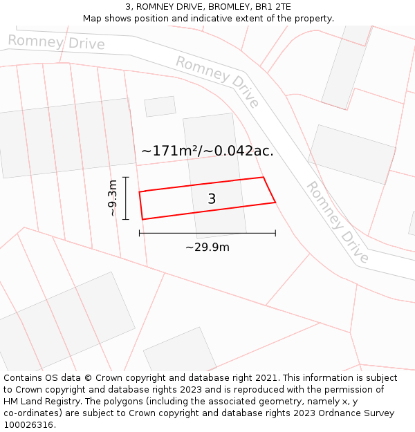 3, ROMNEY DRIVE, BROMLEY, BR1 2TE: Plot and title map