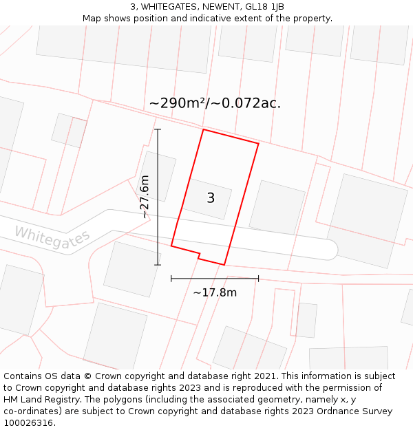 3, WHITEGATES, NEWENT, GL18 1JB: Plot and title map