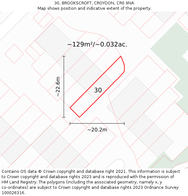 30, BROOKSCROFT, CROYDON, CR0 9NA: Plot and title map
