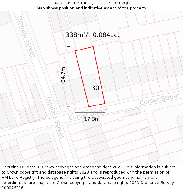 30, CORSER STREET, DUDLEY, DY1 2QU: Plot and title map