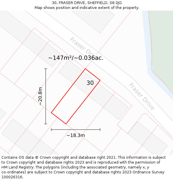 30, FRASER DRIVE, SHEFFIELD, S8 0JG: Plot and title map