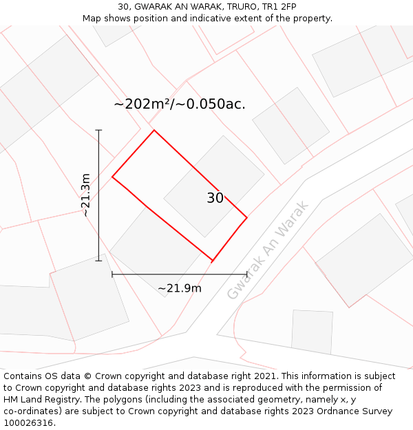 30, GWARAK AN WARAK, TRURO, TR1 2FP: Plot and title map