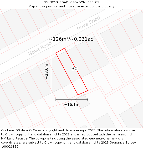 30, NOVA ROAD, CROYDON, CR0 2TL: Plot and title map