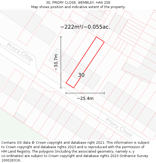 30, PRIORY CLOSE, WEMBLEY, HA0 2SE: Plot and title map