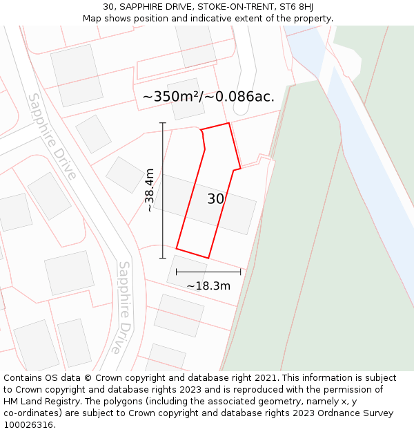30, SAPPHIRE DRIVE, STOKE-ON-TRENT, ST6 8HJ: Plot and title map
