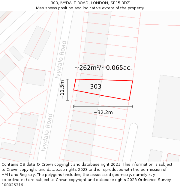 303, IVYDALE ROAD, LONDON, SE15 3DZ: Plot and title map