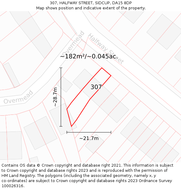 307, HALFWAY STREET, SIDCUP, DA15 8DP: Plot and title map