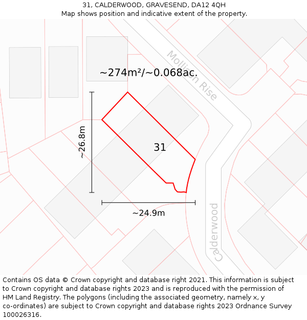 31, CALDERWOOD, GRAVESEND, DA12 4QH: Plot and title map