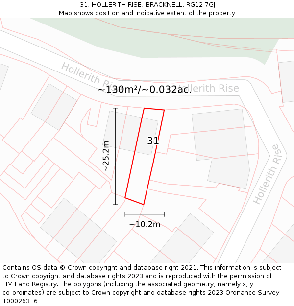 31, HOLLERITH RISE, BRACKNELL, RG12 7GJ: Plot and title map