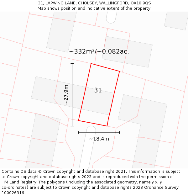 31, LAPWING LANE, CHOLSEY, WALLINGFORD, OX10 9QS: Plot and title map