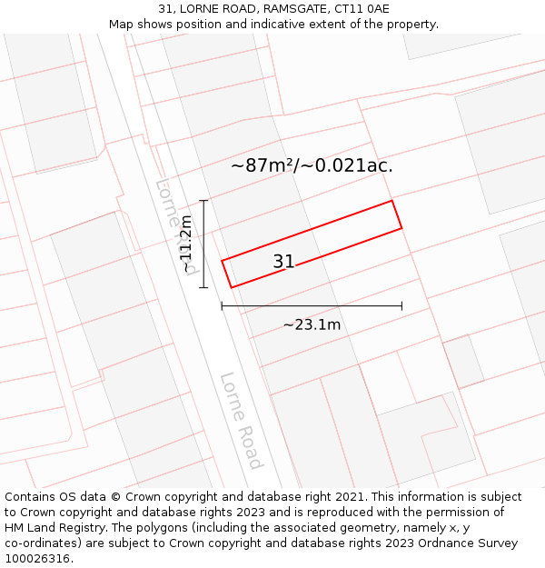 31, LORNE ROAD, RAMSGATE, CT11 0AE: Plot and title map
