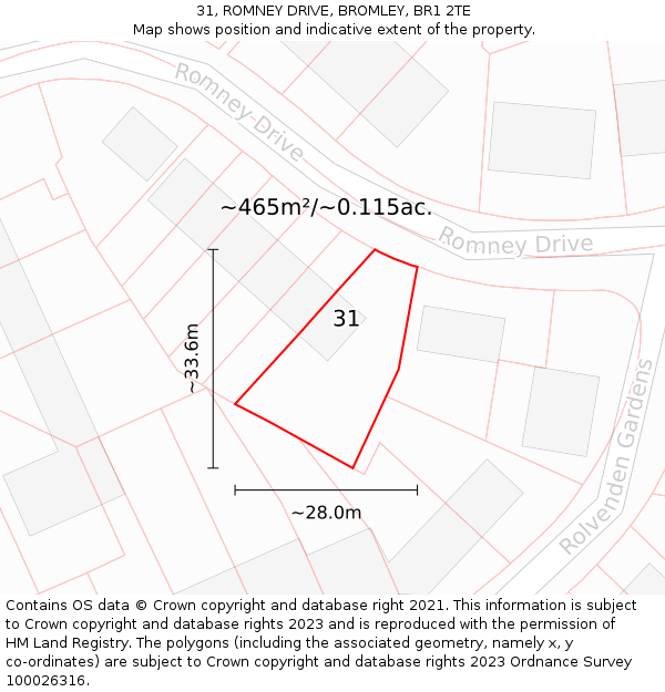 31, ROMNEY DRIVE, BROMLEY, BR1 2TE: Plot and title map