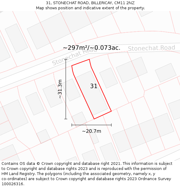 31, STONECHAT ROAD, BILLERICAY, CM11 2NZ: Plot and title map
