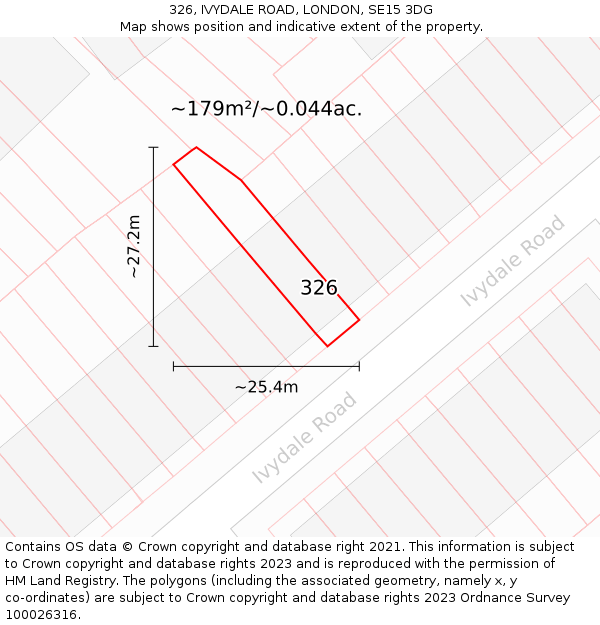 326, IVYDALE ROAD, LONDON, SE15 3DG: Plot and title map