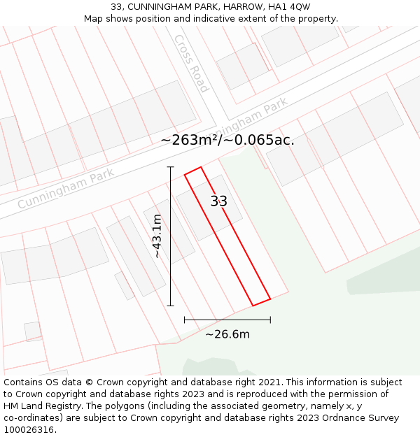 33, CUNNINGHAM PARK, HARROW, HA1 4QW: Plot and title map