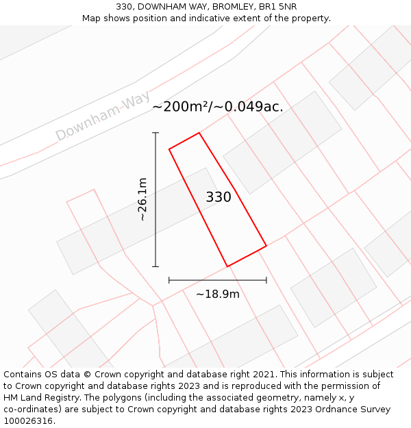 330, DOWNHAM WAY, BROMLEY, BR1 5NR: Plot and title map