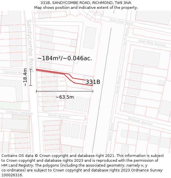 331B, SANDYCOMBE ROAD, RICHMOND, TW9 3NA: Plot and title map