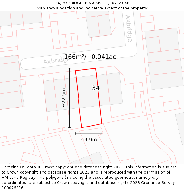 34, AXBRIDGE, BRACKNELL, RG12 0XB: Plot and title map