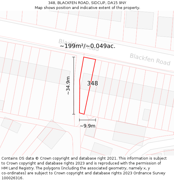 348, BLACKFEN ROAD, SIDCUP, DA15 9NY: Plot and title map