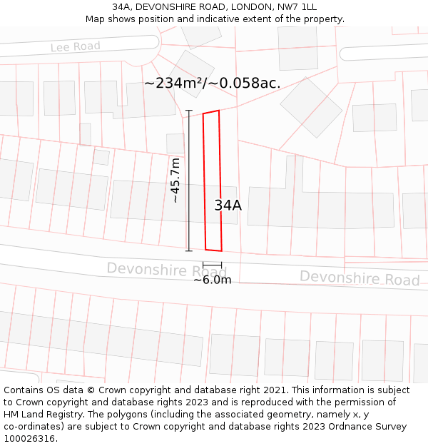34A, DEVONSHIRE ROAD, LONDON, NW7 1LL: Plot and title map