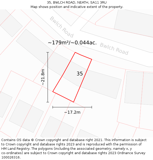 35, BWLCH ROAD, NEATH, SA11 3RU: Plot and title map