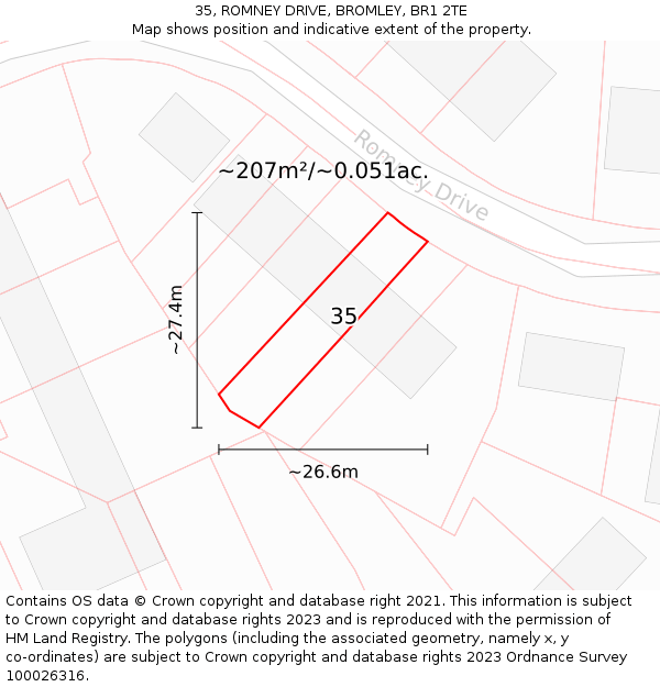 35, ROMNEY DRIVE, BROMLEY, BR1 2TE: Plot and title map