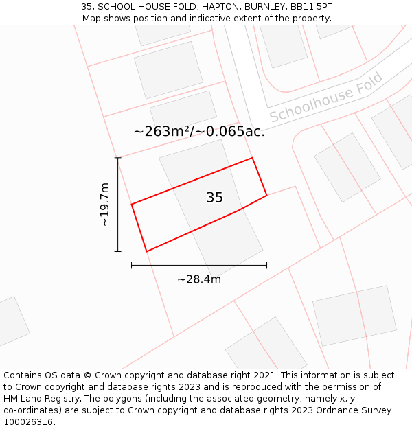 35, SCHOOL HOUSE FOLD, HAPTON, BURNLEY, BB11 5PT: Plot and title map