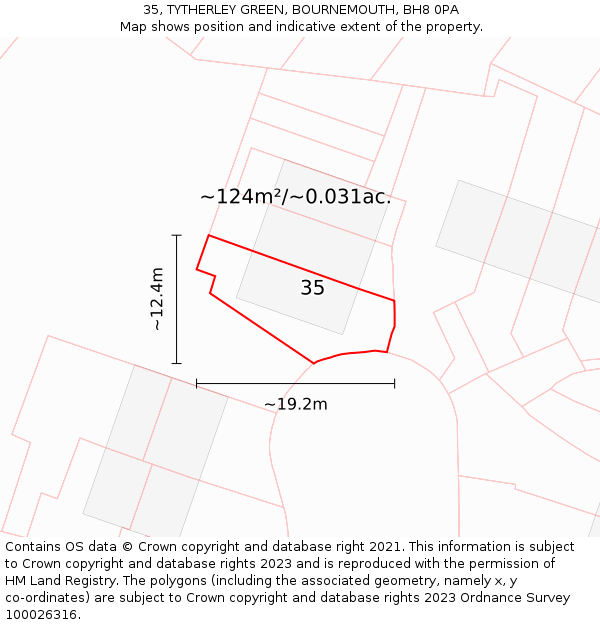 35, TYTHERLEY GREEN, BOURNEMOUTH, BH8 0PA: Plot and title map