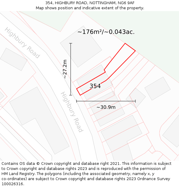 354, HIGHBURY ROAD, NOTTINGHAM, NG6 9AF: Plot and title map