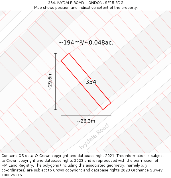 354, IVYDALE ROAD, LONDON, SE15 3DG: Plot and title map