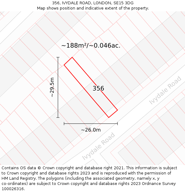 356, IVYDALE ROAD, LONDON, SE15 3DG: Plot and title map