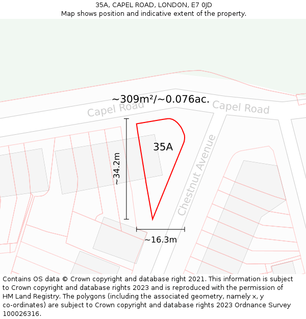 35A, CAPEL ROAD, LONDON, E7 0JD: Plot and title map