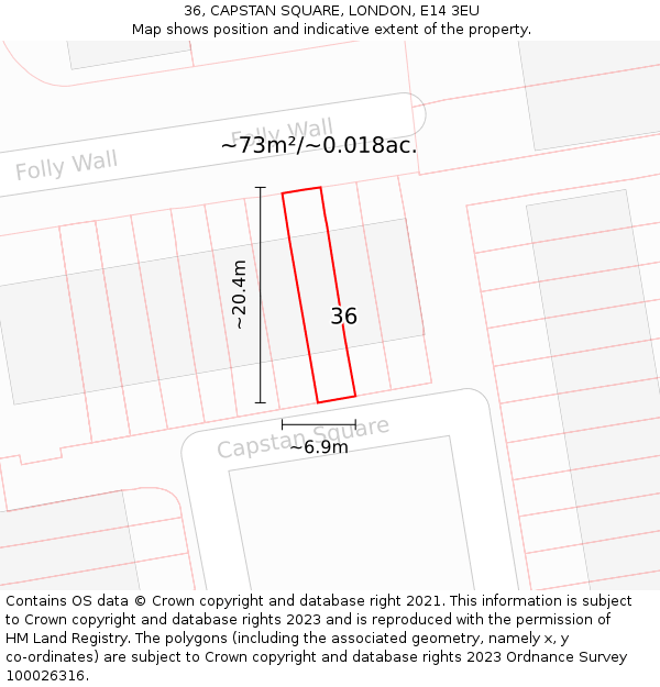 36, CAPSTAN SQUARE, LONDON, E14 3EU: Plot and title map