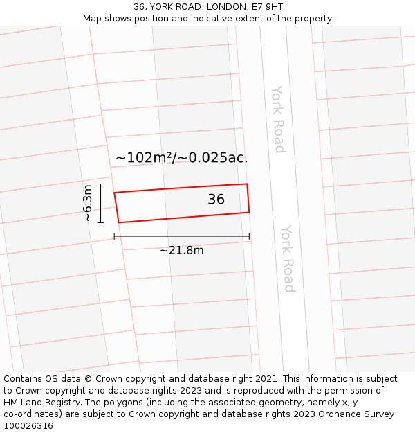 36, YORK ROAD, LONDON, E7 9HT: Plot and title map