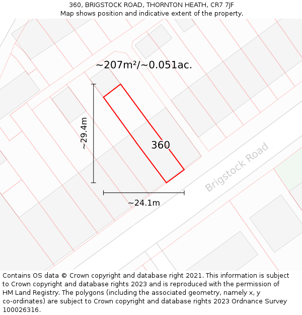 360, BRIGSTOCK ROAD, THORNTON HEATH, CR7 7JF: Plot and title map