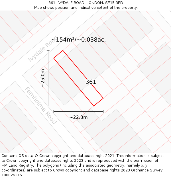 361, IVYDALE ROAD, LONDON, SE15 3ED: Plot and title map