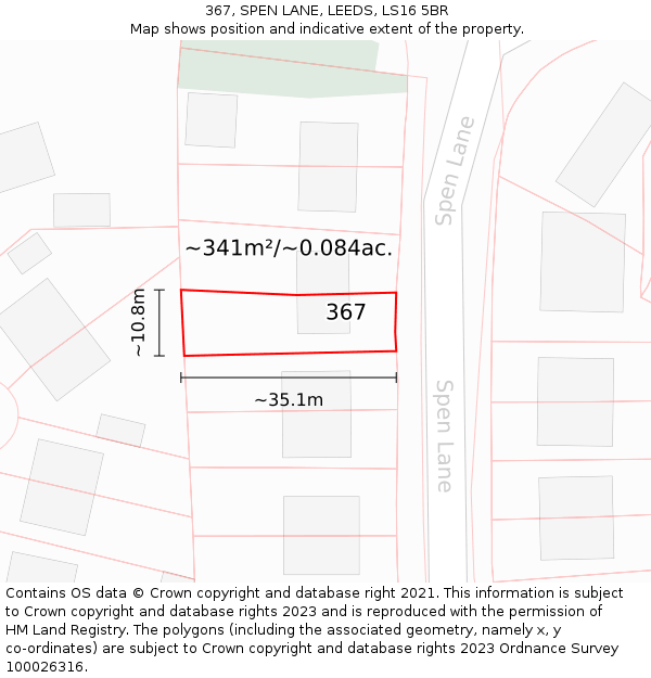 367, SPEN LANE, LEEDS, LS16 5BR: Plot and title map