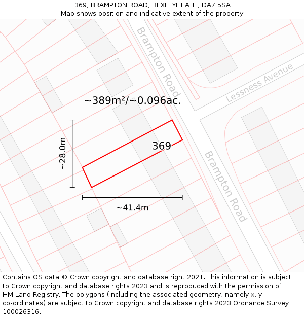 369, BRAMPTON ROAD, BEXLEYHEATH, DA7 5SA: Plot and title map