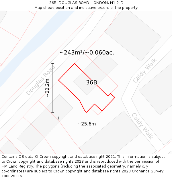 36B, DOUGLAS ROAD, LONDON, N1 2LD: Plot and title map