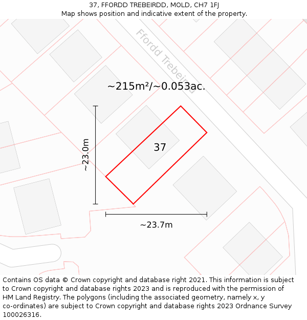 37, FFORDD TREBEIRDD, MOLD, CH7 1FJ: Plot and title map