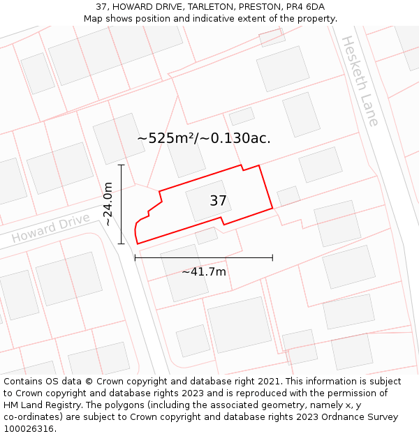 37, HOWARD DRIVE, TARLETON, PRESTON, PR4 6DA: Plot and title map