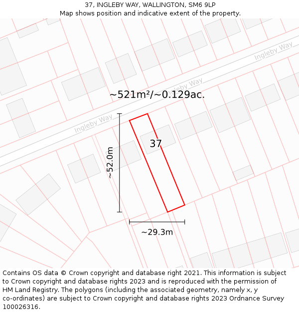 37, INGLEBY WAY, WALLINGTON, SM6 9LP: Plot and title map