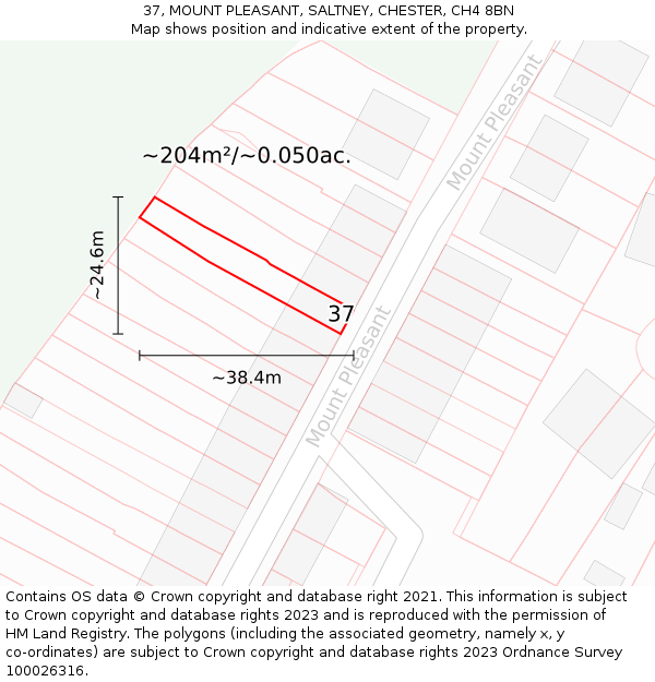 37, MOUNT PLEASANT, SALTNEY, CHESTER, CH4 8BN: Plot and title map
